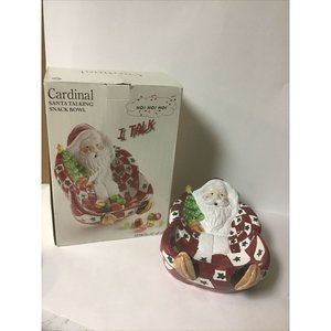 Cardinal Santa Talking Snack Bowl. 12” x 8” x 5”. Works